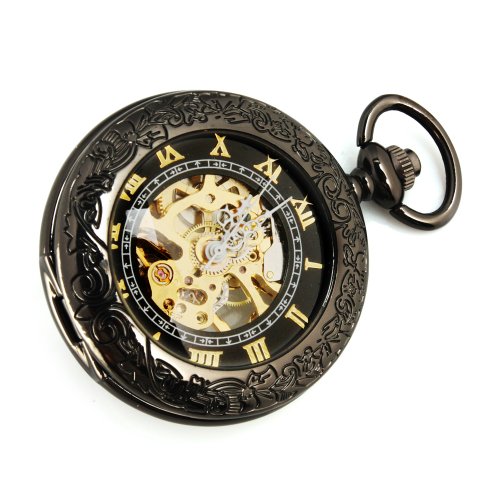 ノーブランド品 レディース クラシック 機械式手巻き ブラック×ゴールド 懐中時計